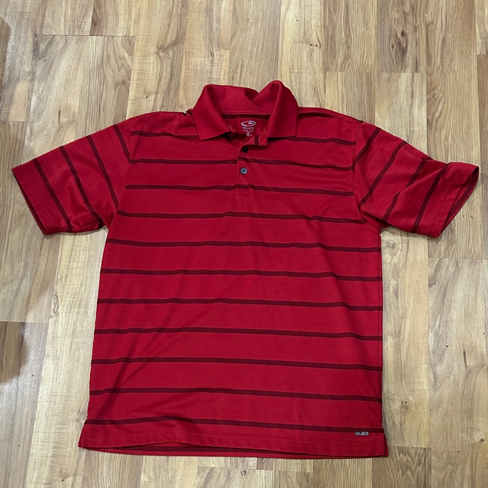 Champion Bold Red Polo with Black Stripes